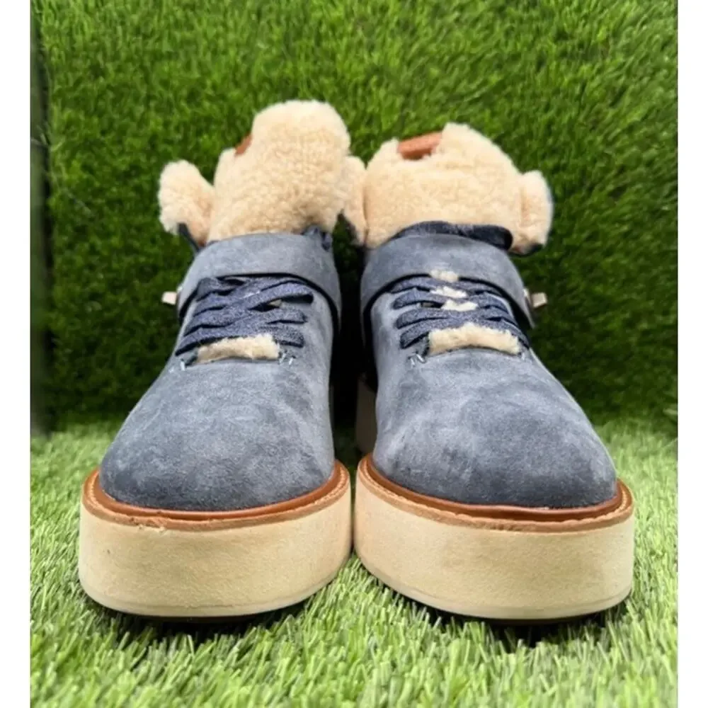 Coach Women’s Urban Hiker Blue Denim Suede Shearling Boots G1354 – Size 10